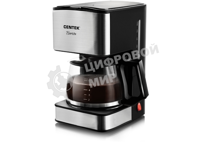 Кофеварка капельная Centek CT-1144 серебристый/черный, исп. кофе - молотый, 0.8 л, 680 Вт.