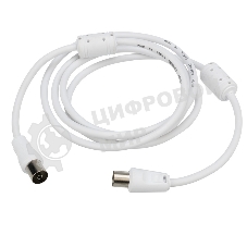 Шнур Rexant ТВ гнездо - ТВ штекер, длина 1,5 метра, белый