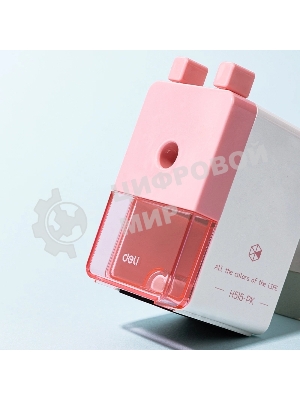 Точилка для карандашей механическая Deli EH515-PK, 1 отверстие, пластик, розовый/белый, пластиковый бокс