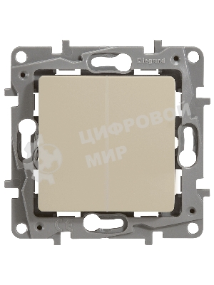 Выключатель 2-клавишный с подсветкой, на винтах, 10АХ, сл. кость