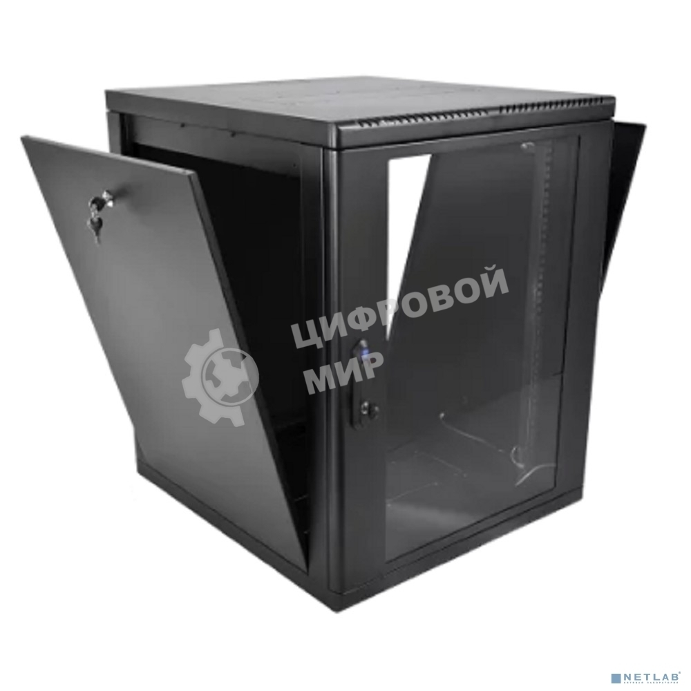 Шкаф коммутационный ЦМО (ШРН-М-15.500-9005) настенный 15U 600x520 мм пер. дв. стекл. 130 кг черный 456 мм 24.66 кг 180 град. 745 мм