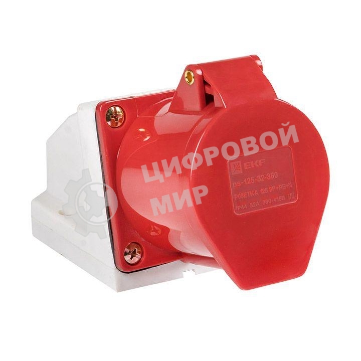 Розетка наруж. уст. 32А 380В 3P+РЕ+N IP44 (125) EKF ps-125-32-380