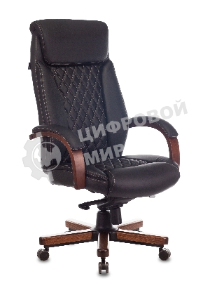Кресло Бюрократ T-9924WALNUT черный, кожа, подголовник