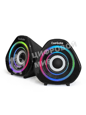 Акустическая система 2.0 ExeGate EX289680RUS Accord 210 (питание USB, 2х3Вт (6Вт RMS), 60-20000Гц, черный, RGb подсветка)