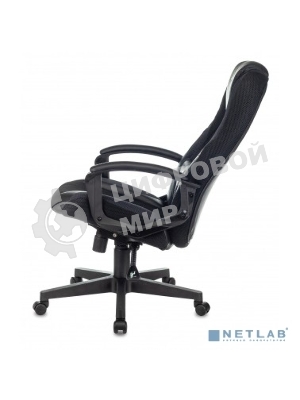 Кресло Бюрократ Zombie 9 черный/серый, экокожа, 120 кг, механизм качания