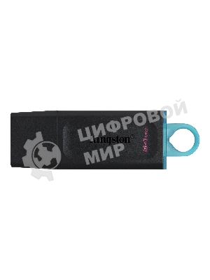 Флешка USB Kingston DataTraveler Exodia (DTX/64GB), 64Gb, USB 3.2 Gen 1, R/W 200/60, черный/бирюзовый