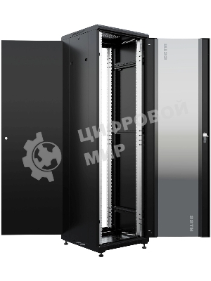 Шкаф коммутационный NTSS Премиум (NTSS-R42U6060GS-1BL) напольный 42U 600x600 мм пер. дв. стекл металл 900 кг черный 510 мм 86 кг 1987 мм 20 металл
