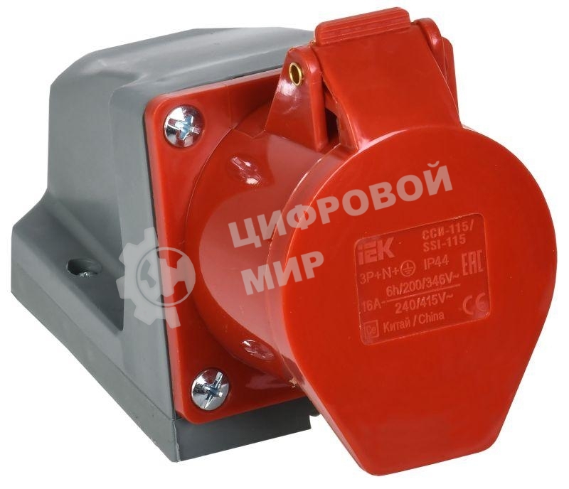Розетка ОП 16А 380В 3P+PE+N ССИ-115 IP44 IEK PSR12-016-5