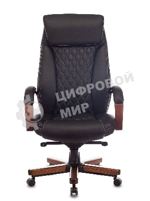 Кресло Бюрократ T-9924WALNUT черный, кожа, подголовник