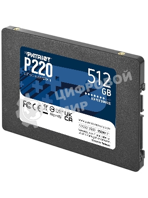 Накопитель SSD Patriot P220, 512Gb, SATA III, 2.5