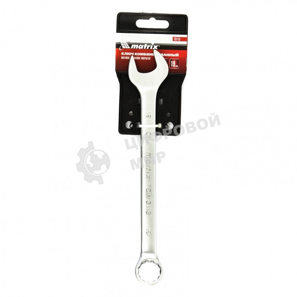 Ключ комбинированный Matrix 19 мм, CrV, матовый хром