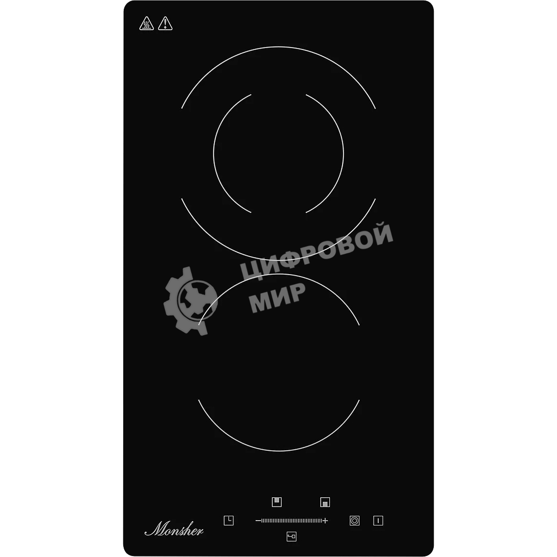 Встраиваемая варочная панель Monsher MHE 3002 30 см, электрическая, две конфорки, черный