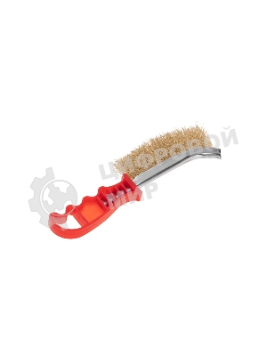 Щетка металлическая Kranz с пластиковой ручкой, витая латунированная проволока