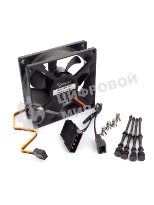 Вентилятор для корпуса Gembird 80x80x25, гидрод., тихий, 3 pin/4pin Molex, провод 30 см