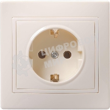 Розетка 1-м СП Кварта 16А РС10-3-ККм с заземл. IP20 крем. IEK ERK14-K33-16-DM