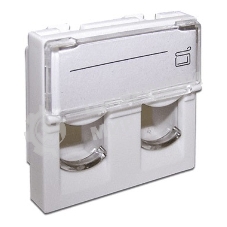 Вставка 45x45 на 2 модуля, со шторкой и увеличенным окном маркировки, белая