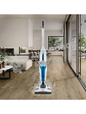 Пылесос вертикальный паровой Kitfort KT-556 белый, питание от сети, 1700 Вт, уборка влажная/сухая/паром, пылесборник 0.4 л