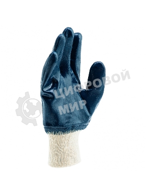 Перчатки трикотажные Сибртех с обливом из бутадиен-нитрильного каучука, манжет, M