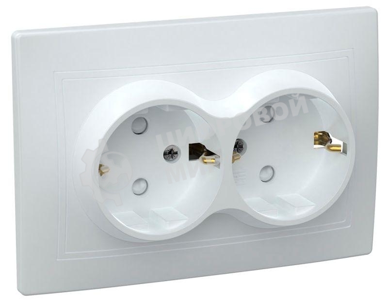 Розетка силовая IEK ERK21-K01-16-DM РСш12-3-КБ 2 местн. c з/к с защ.штор. 16А КВАРТА (белый)