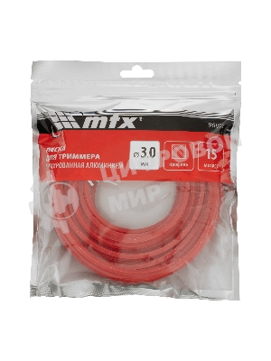 Леска для триммера MTX армированная алюминием квадрат 3,0 мм х 15 м