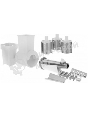 Комплект приставок к мясорубкам Аксион АМ 11.02, овощерезки с 3-мя сменными барабанами и приставкой-соковыжималкой