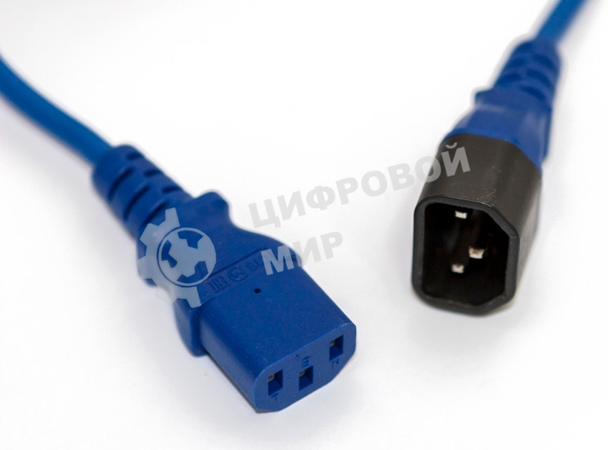 Шнур для блока питания Hyperline PWC-IEC13-IEC14, IEC 320 C13, вилка C14, 5 м, 10А, провода 3 х 1,0 кв. мм, синий