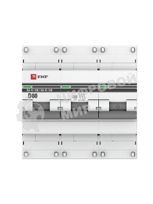 Выключатель автоматический модульный 3п D 80А 10кА ВА 47-100 PROxima EKF mcb47100-3-80D-pro