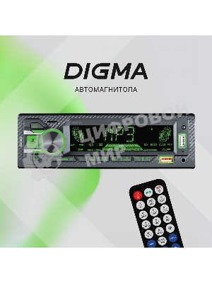 Автомагнитола Digma MCP-515, 1 DIN, Bluetooth, USB Type-A, AUX, пульт ДУ