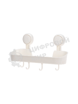 Полка для ванной и кухни HALSA HLS-F-107W с крючками на вакуумной присоске