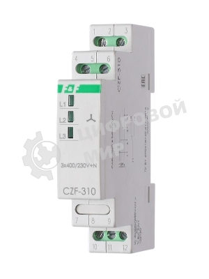 Реле контроля фаз CZF-310 (1 модуль; монтаж на DIN-рейке; 3х400/230+N 8А 1NO/NC IP20) F&F EA04.001.005