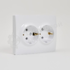 Розетка 2-м СП KARINA термопласт с заземл. белый LEZARD 707-0200-127B