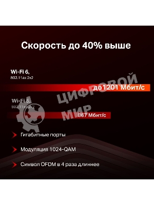 Двухдиапазонный Wi-Fi роутер Mercusys MR60X AX1500