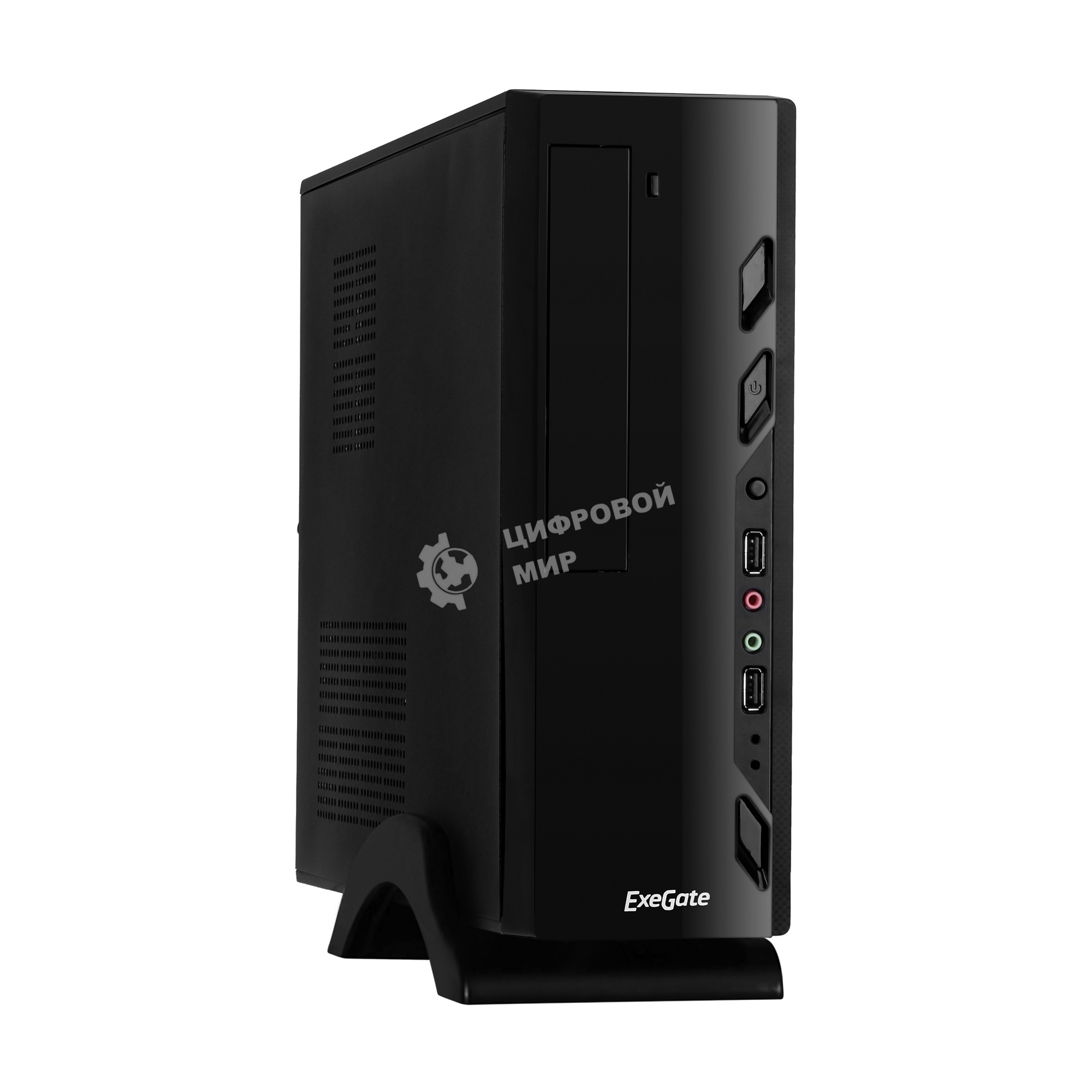 Компьютерный корпус ExeGate EX268694RUS Компьютерный корпус MiniITX ExeGate MI-208 Black, miniITX/mATX, M350, 80мм, 2хUSB, Audio