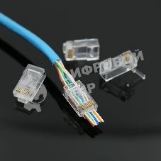 Вилка RJ-45 (8P8C) LC-PTU-01/100 универсальная. cat.5e. со сквозным отверстием(100 шт.)
