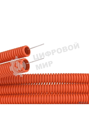 Труба гофрированная ПНД d16мм тяжелая с протяж. оранж. (уп.100м) ДКС 71516