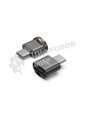 Кард-ридер Vention CLMH0/серый/OTG USB 2.0 CM/MicroSD/USB Type-C/металл