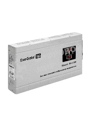 Стабилизатор напряжения ExeGate Master AV-1500 (1500ВА, 140-260В, цифр. индикация вход/вых. напряжения, 220В±8%, КПД 98%, 5 уровней защиты, задержка, метал.корпус, евророзетка, RTL)