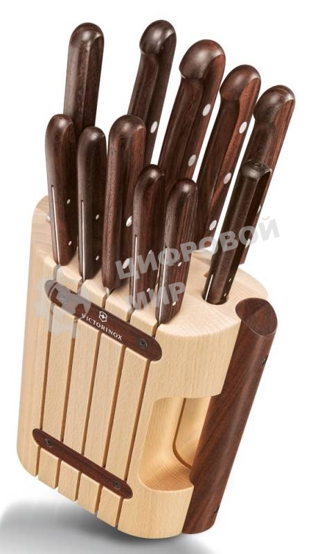 Набор ножей кухонных Victorinox Wood (5.1150.11) компл.: 11 шт с подставкой дерево подар.коробка