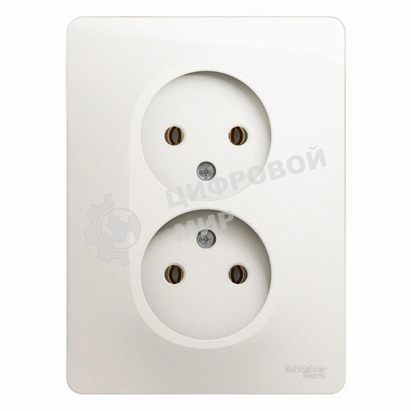 Розетка 2-м СП Glossa 16А IP20 без заземл. в сборе перламутр SchE GSL000620