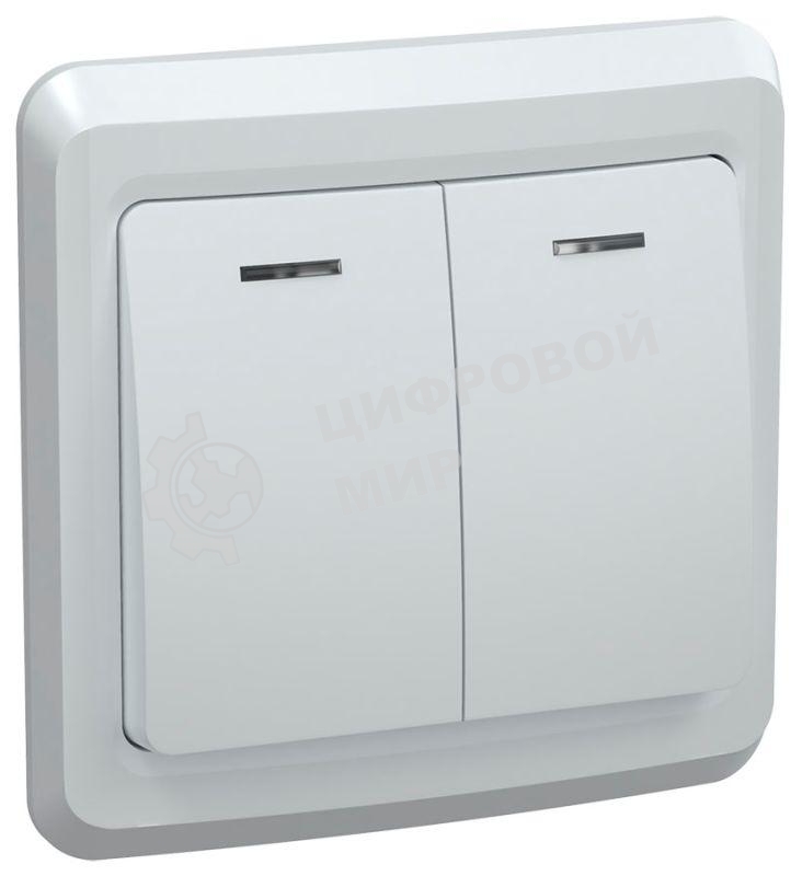 Выключатель 2-кл. СП Вега 10А IP20 ВС10-2-1-ВБ с индик. белый ИЭК EVV21-K01-10-DM