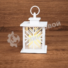 Декоративный фонарь Neon-night со свечкой, белый корпус со снежинкой, размер 12х12х18 см, цвет теплый белый