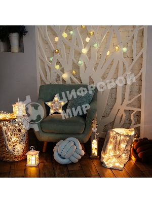 Декоративный фонарь Neon-night со свечкой, белый корпус со снежинкой, размер 12х12х18 см, цвет теплый белый