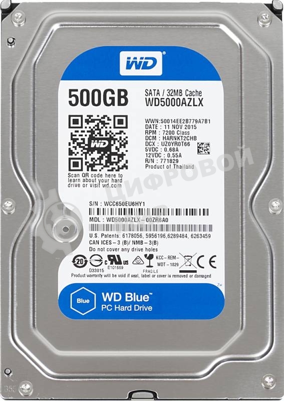 Жесткий диск Western Digital Original SATA-III 500Gb WD5000AZLX Blue (7200rpm) 32Mb 3.5