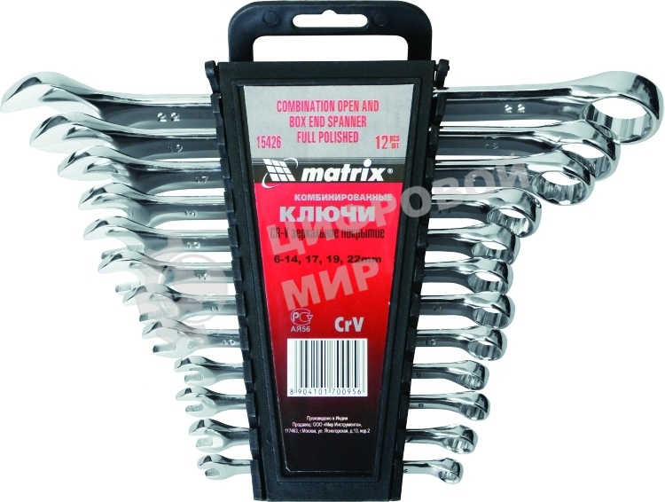 Набор комбинированных ключей Matrix (6-22 мм) 12 шт.