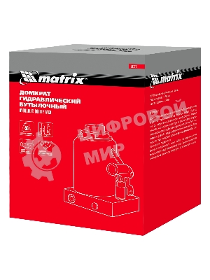 Домкрат гидравлический бутылочный Matrix, 50 т, h подъема 236–356 мм