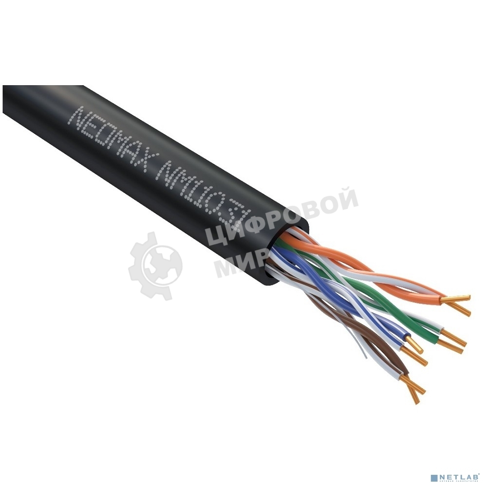 Кабель NEOMAX NM11031 U/UTP cat.5e 4 пары (305 м) 0.48 мм (24 AWG) Медь, внешний, PE, черный