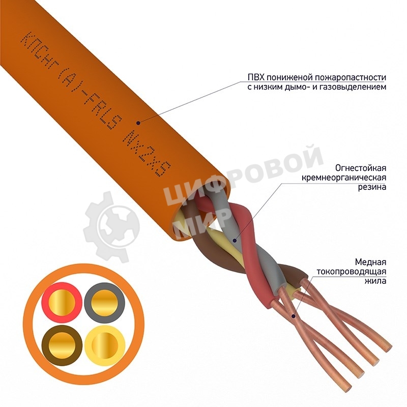 Кабель огнестойкий Rexant КПСнг(А)-FRLS 2x2x1,00 мм², бухта 200 м, 01-4911