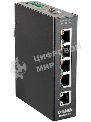 Коммутатор промышленный неуправляемый D-Link DIS-100E-5W/A1A с 5 портами 10/100Base-TX, функцией энергосбережения и поддержкой QoS