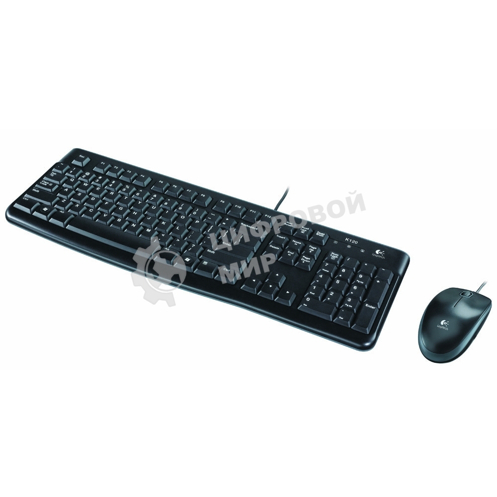 Комплект клавиатура+мышь Logitech MK120 проводной, USB, 1000 DPI, чёрный(заводская гравировка)