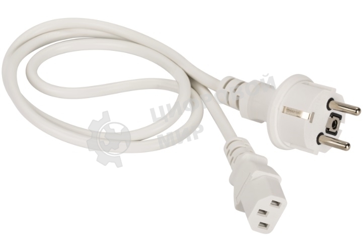 Шнур питания Lanmaster C13-Schuko, 3х0.75, 220В, 10А, белый, 3 метра